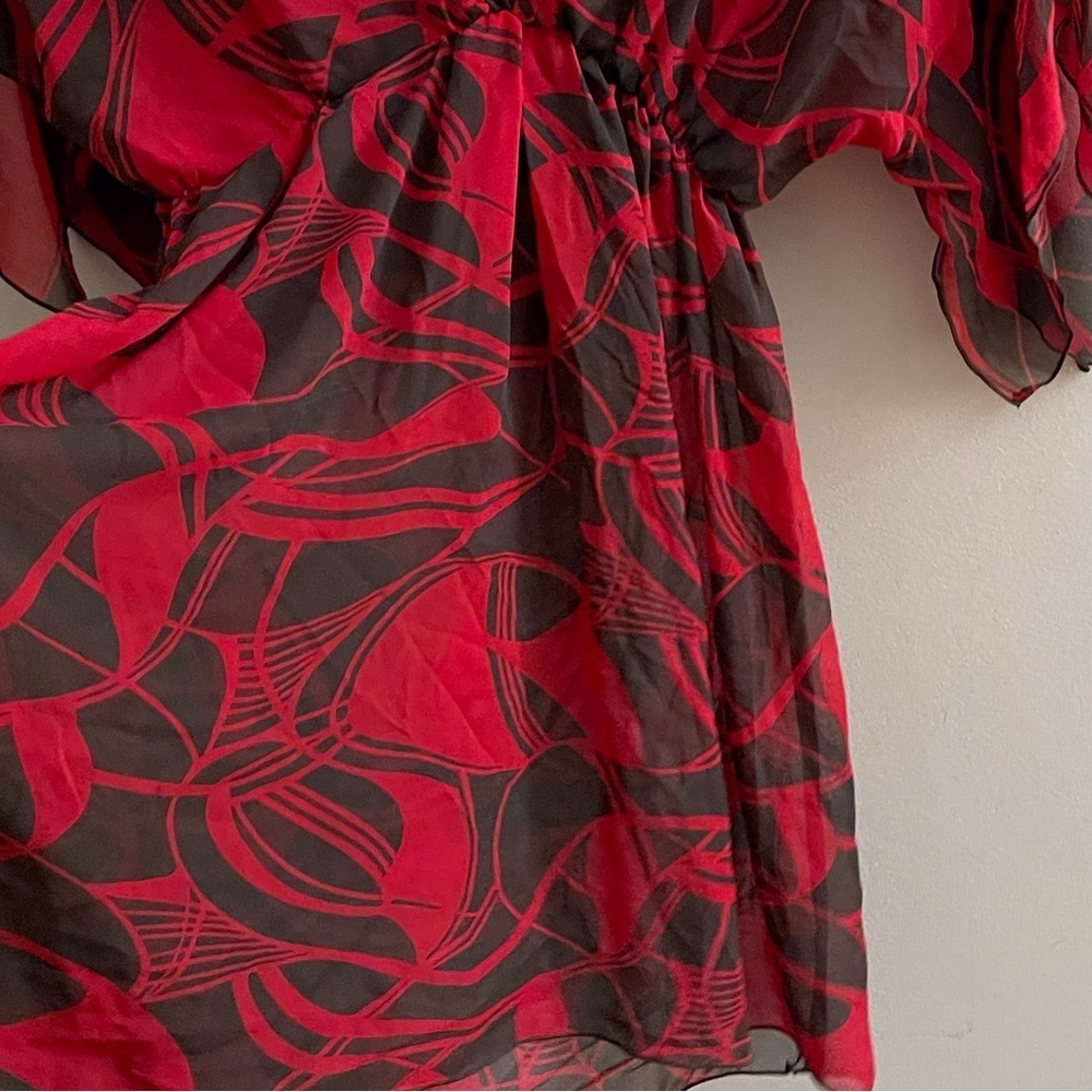 Vintage Y2K Sheer Tunic Babydoll Blouse Fairycore Whimsygoth Flowy Summer - Picture 6 of 8